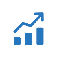Icono azul de gráfico ascendente, representa servicios de contabilidad empresarial